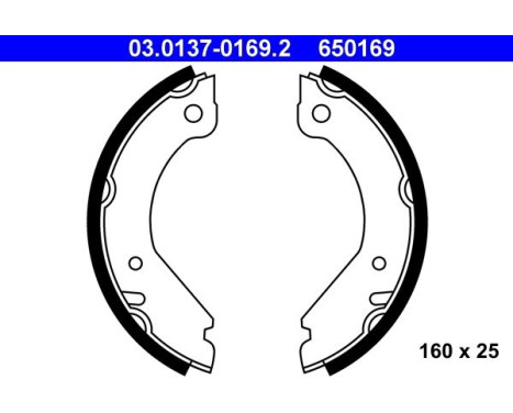 Brake Shoe Kit, parking brake 03.0137-0169.2 ATE