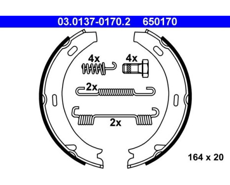 Brake Shoe Kit, parking brake 03.0137-0170.2 ATE