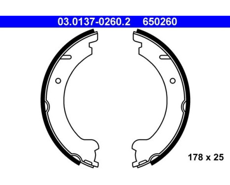 Brake Shoe Kit, parking brake 03.0137-0260.2 ATE