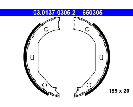 Brake Shoe Kit, parking brake 03.0137-0305.2 ATE