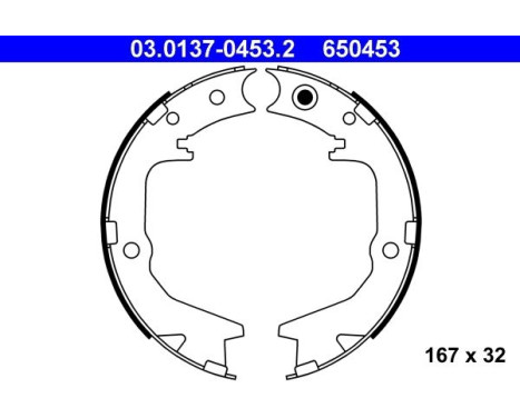Brake Shoe Kit, parking brake 03.0137-0453.2 ATE