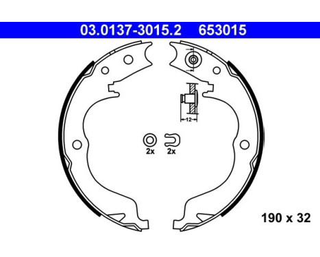 Brake Shoe Kit, parking brake 03.0137-3015.2 ATE