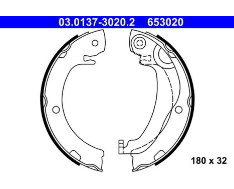 Brake Shoe Kit, parking brake 03.0137-3020.2 ATE