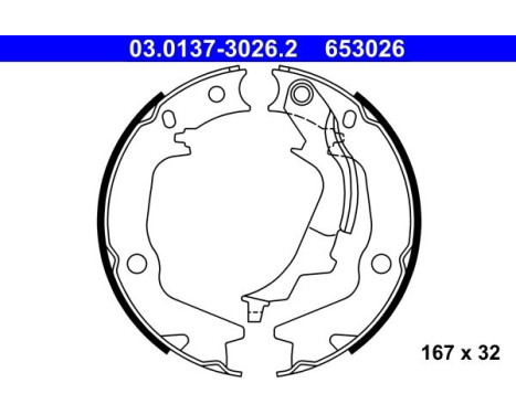 Brake Shoe Kit, parking brake 03.0137-3026.2 ATE