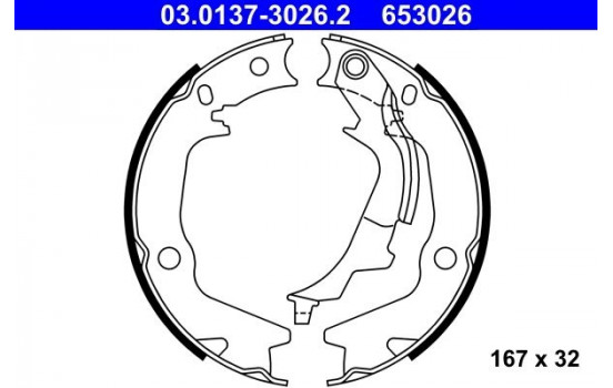 Brake Shoe Kit, parking brake 03.0137-3026.2 ATE