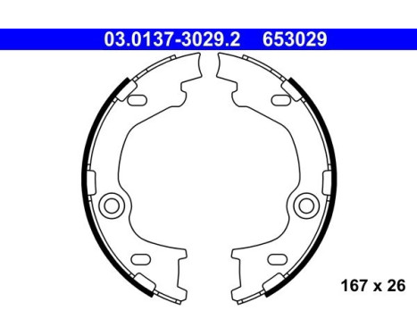 Brake Shoe Kit, parking brake 03.0137-3029.2 ATE