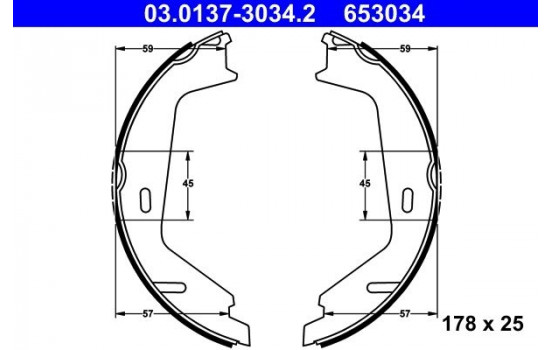 Brake Shoe Kit, parking brake 03.0137-3034.2 ATE