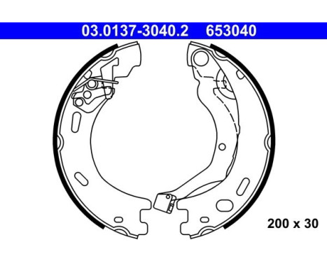 Brake Shoe Kit, parking brake 03.0137-3040.2 ATE