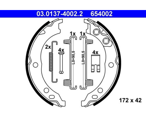 Brake Shoe Kit, parking brake 03.0137-4002.2 ATE