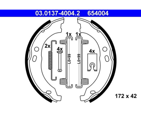 Brake Shoe Kit, parking brake 03.0137-4004.2 ATE