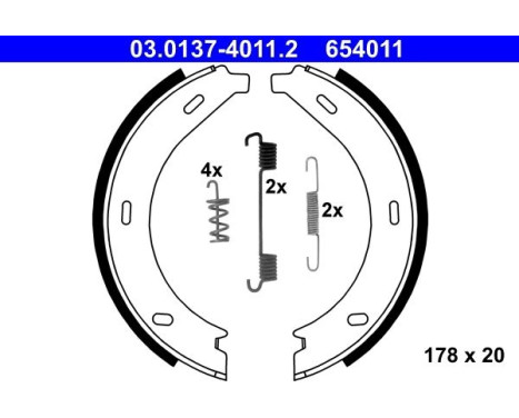 Brake Shoe Kit, parking brake 03.0137-4011.2 ATE