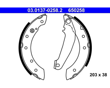 Brake shoe set 03.0137-0258.2 ATE