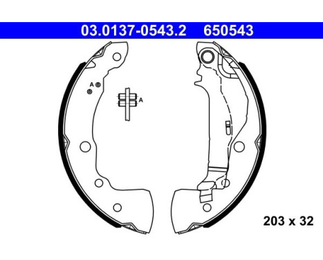 Brake shoe set 03.0137-0543.2 ATE