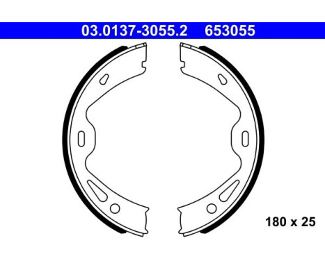 Brake shoe set, parking brake 03.0137-3055.2 ATE