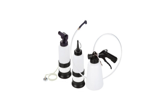 Brake bleeder set with refill bottle