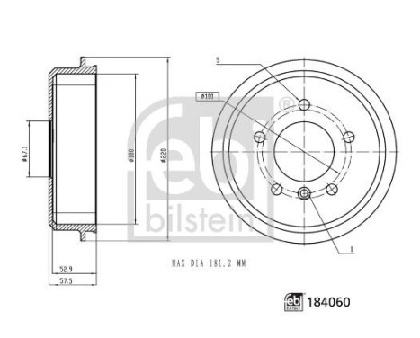 Brake drum 184060 FEBI