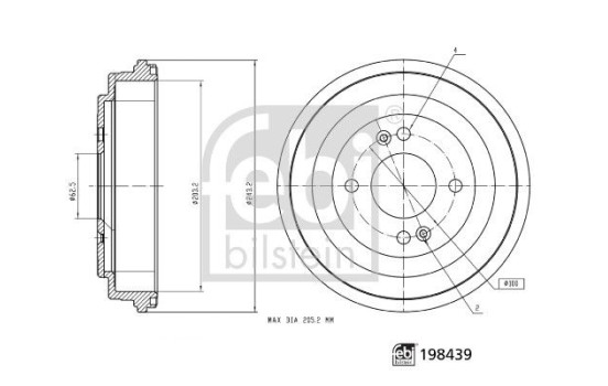Brake drum 198439 FEBI