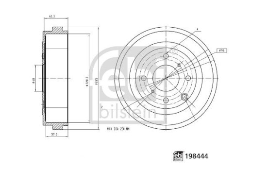 Brake drum 198444 FEBI