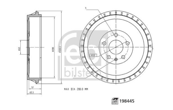 Brake drum 198445 FEBI