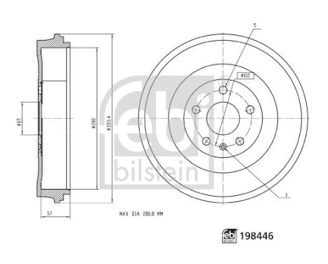 Brake drum 198446 FEBI