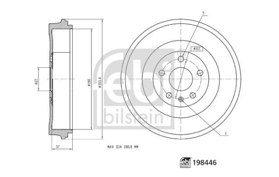 Brake drum 198446 FEBI