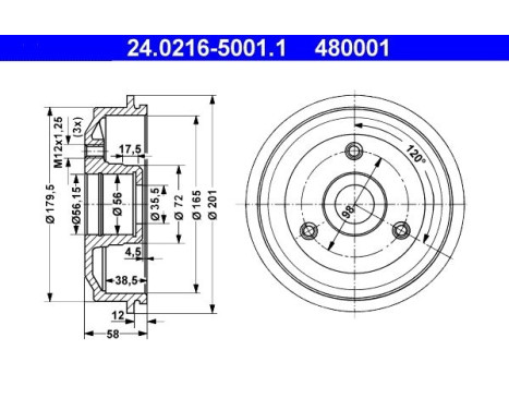 Brake Drum 24.0216-5001.1 ATE