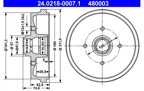 Brake Drum 24.0218-0007.1 ATE