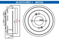 Brake drum 24.0218-0051.1 ATE