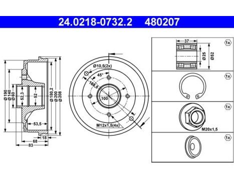 Brake Drum 24.0218-0732.2 ATE