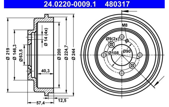 Brake Drum 24.0220-0009.1 ATE