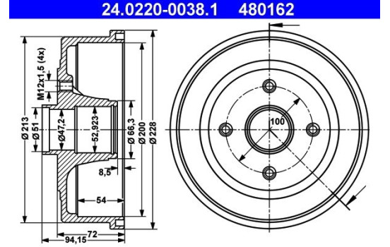 Brake Drum 24.0220-0038.1 ATE