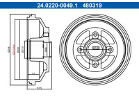 Brake drum 24.0220-0049.1 ATE