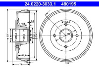 Brake drum 24.0220-3033.1 ATE