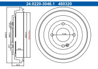 Brake drum 24.0220-3046.1 ATE