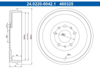 Brake drum 24.0222-8042.1 ATE