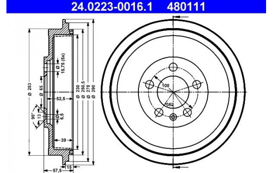 Brake Drum 24.0223-0016.1 ATE