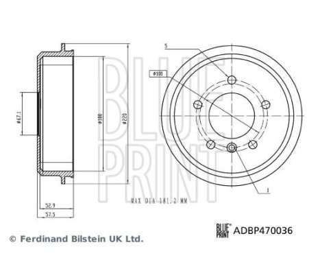 Brake drum ADBP470036 Blue Print