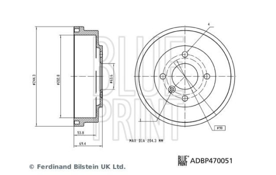 Brake drum ADBP470051 Blue Print