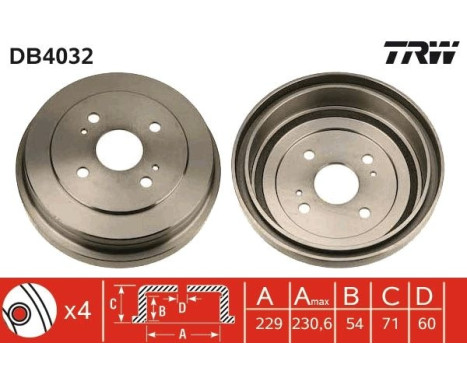 Brake drum DB4032 TRW