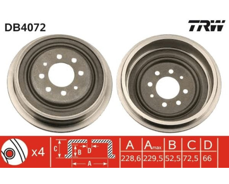 Brake Drum DB4072 TRW
