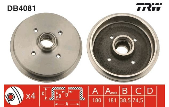 brake drum DB4081 TRW