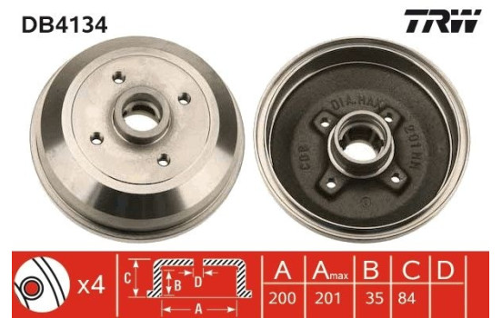 Brake Drum DB4134 TRW