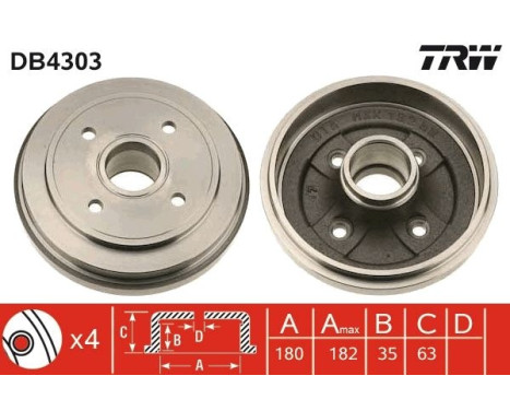 brake drum DB4303 TRW