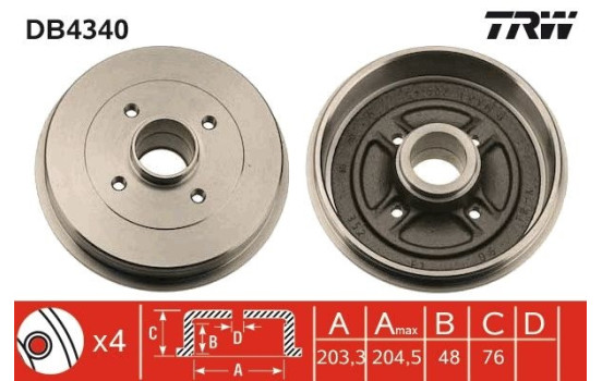brake drum DB4340 TRW