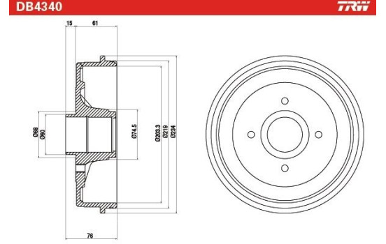brake drum DB4340 TRW, Image 2