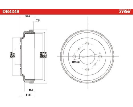 Brake drum DB4349 TRW, Image 2