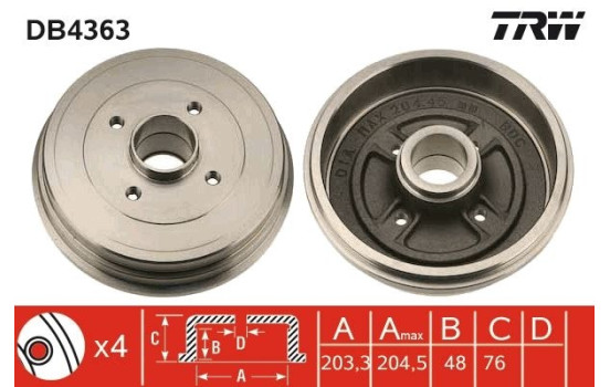 Brake Drum DB4363 TRW