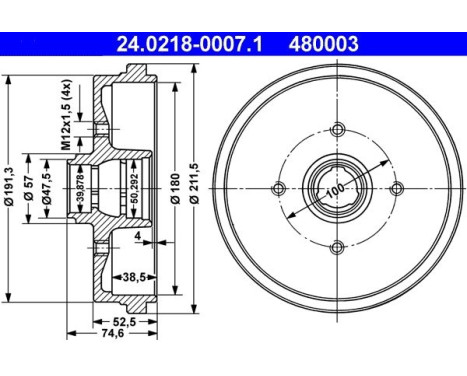 Brake Drum 24.0218-0007.1 ATE