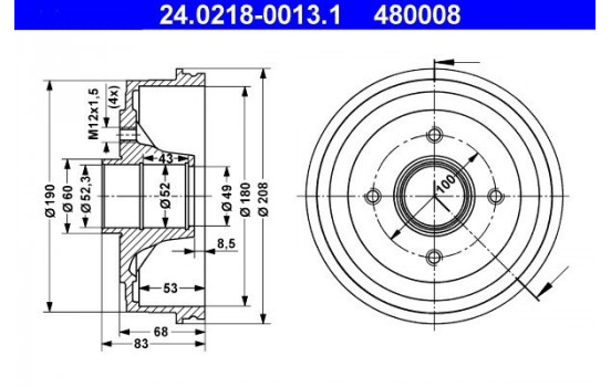 Brake Drum 24.0218-0013.1 ATE