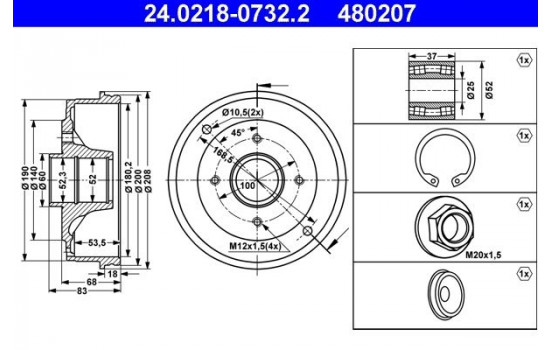 Brake Drum 24.0218-0732.2 ATE